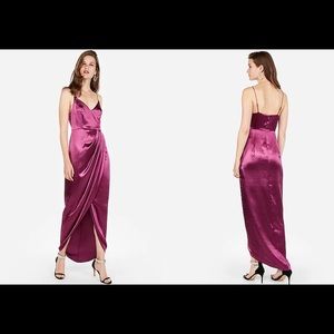 Black Satin Wrap Dress - Size 6